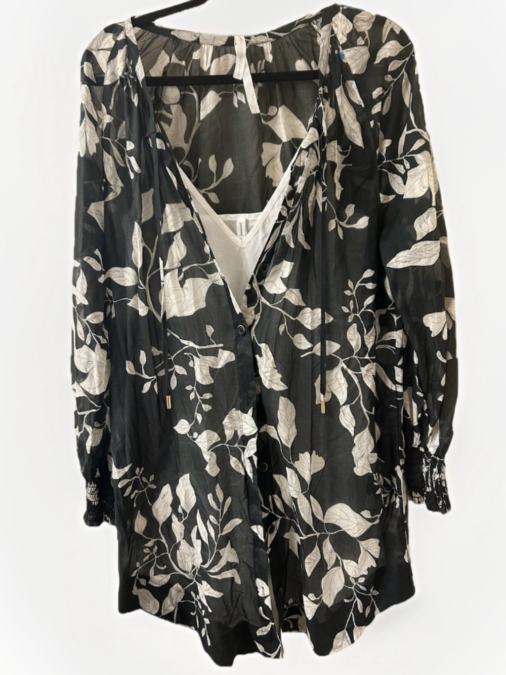 NWOT I by Iris Setlakwe Two-Piece 100% Cotton Floral Shirt Dress Set Sz 6 Luxury